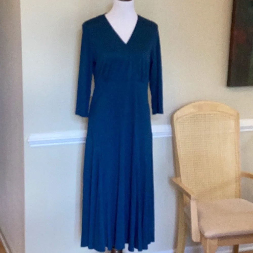 Two-Twenty Collection @blair.com deep blue knit midi dress with empire w… - Picture 1 of 13